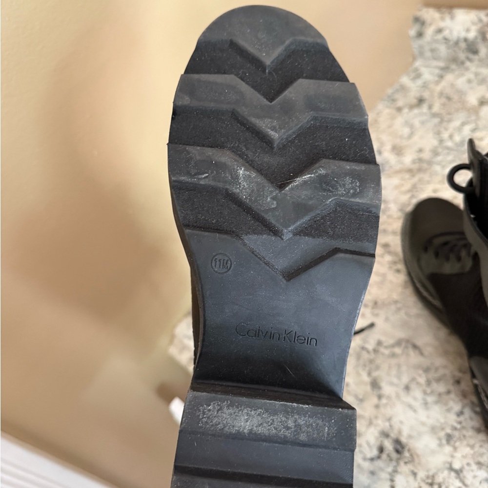 Calvin Klein Black Lace-Up Moto Boots - Picture 4 of 5